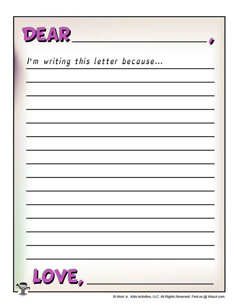 Letter Writing Template For Kids