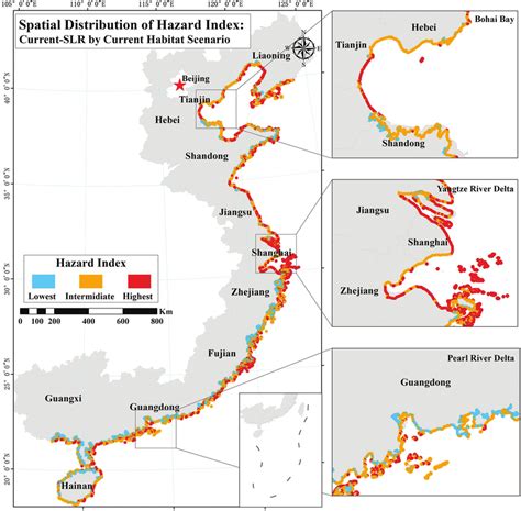 Coastal NHI under current sea-level scenario; 25% of mainland China's... | Download Scientific ...