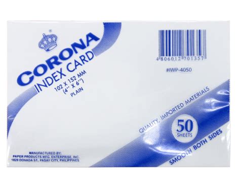 Corona Index Card 4x6" White 50s | Office Warehouse, Inc.