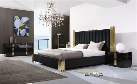 Tavi Modern Black & Gold Bed | Modern bedroom furniture, Black gold ...