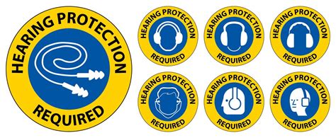 Label Floor Sign, Hearing Protection Required 18840563 Vector Art at ...