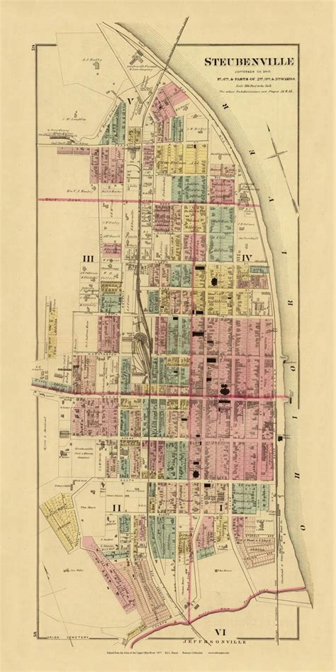 Steubenville City 1877 Old Town Map Jefferson County Ohio | Etsy