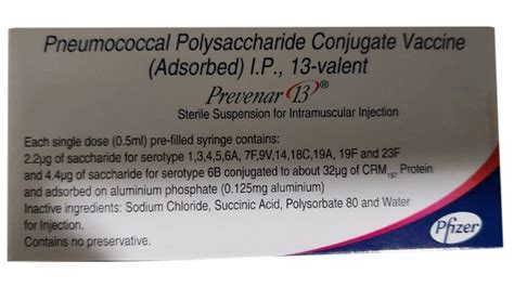 Pneumococcal Polysaccharide Conjugate Vaccine IP, Phzer, Prescription at Rs 450 in Ludhiana