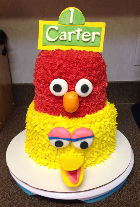 Big Bird And Elmo Cake Elmo Cake Elmo Birthday Cake Big Bird Cakes ...