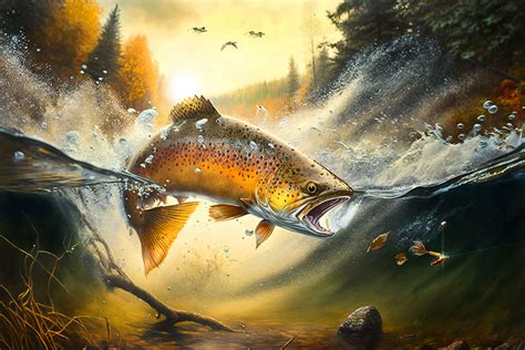 Brown Trout Fish Watercolor Painting Digital Print, Nature Art ...