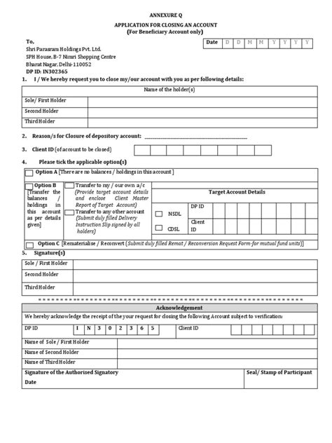 Account Closing Form | PDF