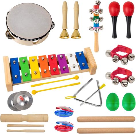 Musical Instruments for Toddlers 12 Types Wooden Percussion Instruments Tambourine Xylophone ...