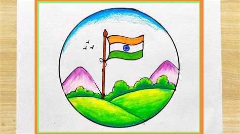 How to draw Indian Flag easy | Tiranga drawing easy idea |15th August Flag drawing step by step ...