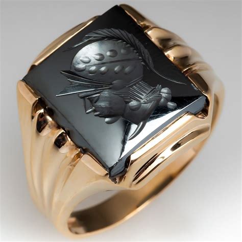 Vintage Mens Soldier Intaglio Hematite Ring 10K Gold | Gold jewelry for sale, Hematite ring ...