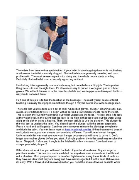 How to unblock a toilet 3 by toiletunblocking - Issuu