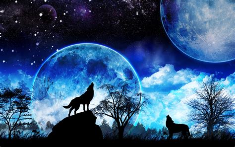 Wolf heult blauen Mond - 3d wolf tapete - 1920x1200 - WallpaperTip