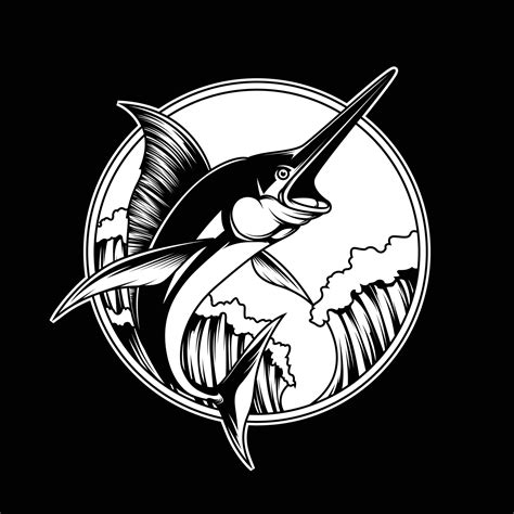 Black Marlin Fishing Club Logo Black and White Vector 4292267 Vector ...