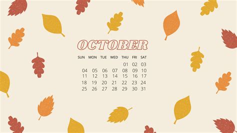 October 2024 Leaves Wallpaper Calendar