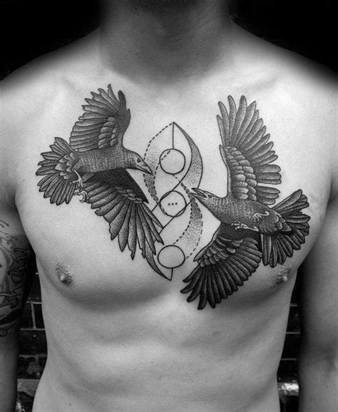 57 Epic Odin’s Ravens Tattoo Designs for Men | Cool chest tattoos ...