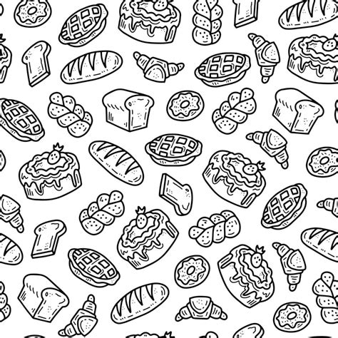 Doodle bakery products food seamless pattern 11500766 Vector Art at ...