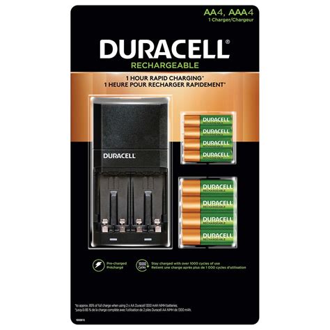 Duracell Ion Speed 4000 Rechargeable Battery Kit with 4 x AA Batteries and 4 x AAA Batteries ...