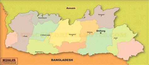 Latest Meghalaya Map with Districts [HD] - UPSC Colorfull notes