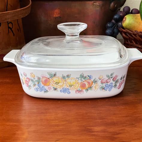 Corning Ware Orchard Rose A 1 B Vintage Casserole Dish | Corningware ...