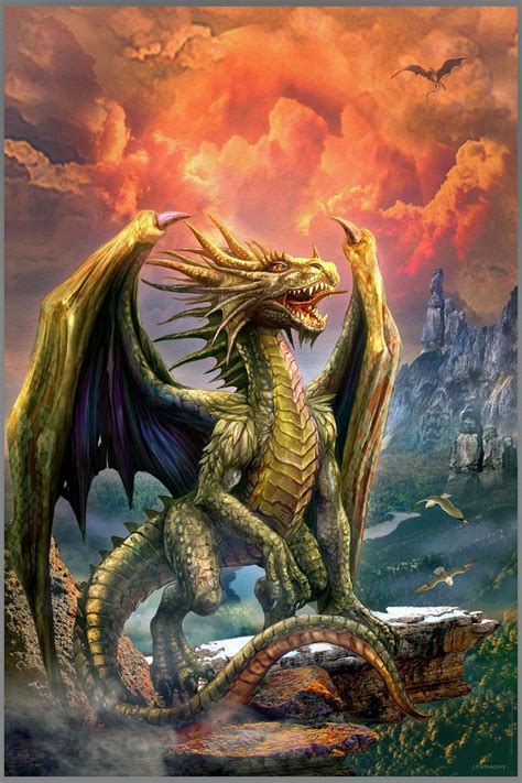 Dragon On The Rock - Diamond Painting Kit 28" x 42" (70cm x 105cm ...