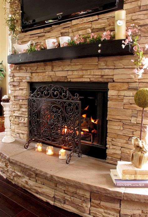 60 ideas about rustic fireplace (5 | Home fireplace, Stone veneer fireplace, Stacked stone ...