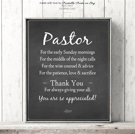 PASTOR APPRECIATION Gift for Pastor Thank You Quote - Etsy | Pastor appreciation gifts, Pastors ...