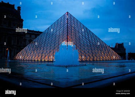 Louvre Pyramid at night, Louvre Museum, Paris, France Stock Photo - Alamy