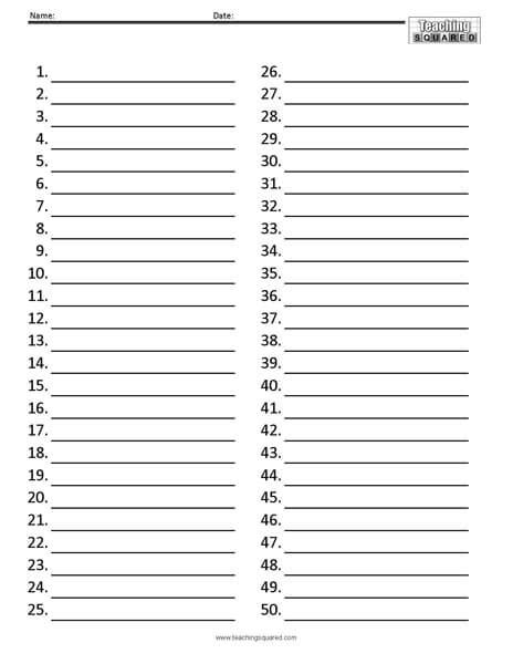 Printable Lined Paper With Numbers - Get What You Need For Free