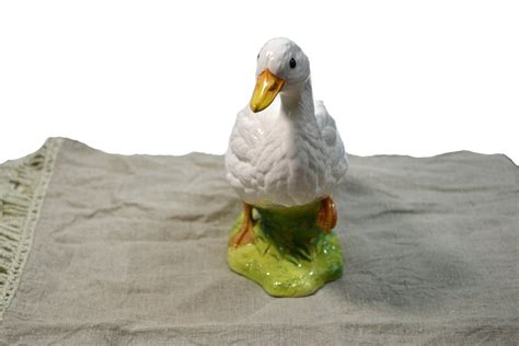 Vintage Ceramic Duck Statue White Norcrest Ceramic Duck Figurine Duck ...