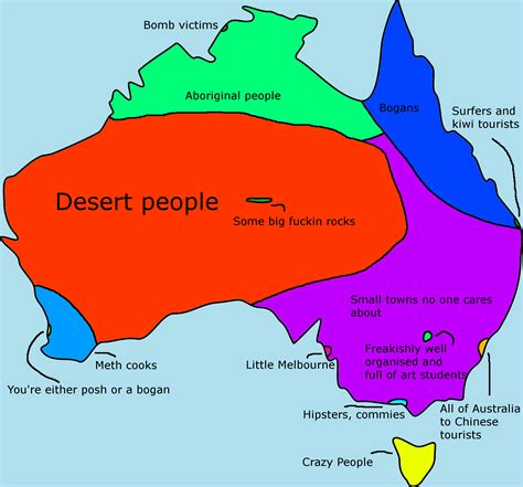 Stereotype map of Australia | Australia map, Map, World geography