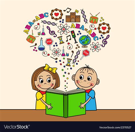 Cartoon children read a book Royalty Free Vector Image