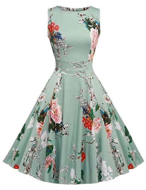 Women's Clothing, Dresses, Cocktail, Vintage Classy Floral Sleeveless ...