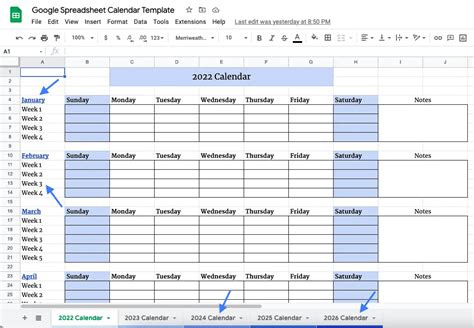 Google Spreadsheet Template Calendar