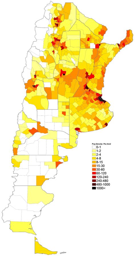 Argentina Population Density Map