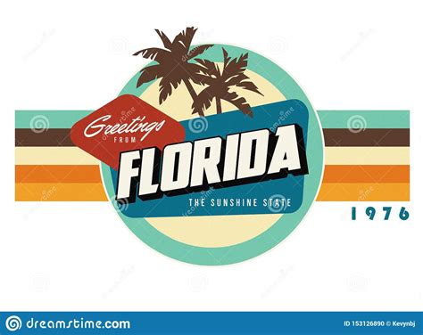 Florida Vintage Postcard Style T-shirt Design Art Stock Illustration - Illustration of miami ...