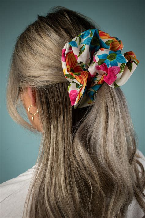 Xl Floral scrunchie hair accessory | Etsy