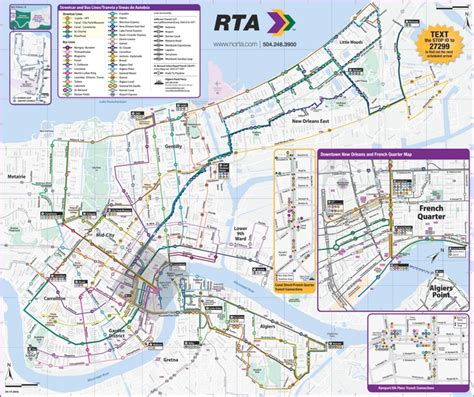 New Orleans RTA public transport map - Ontheworldmap.com