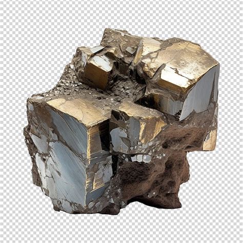 Premium PSD | Fes2 pyrite isolated on transparent background