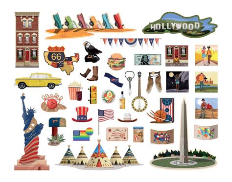 Set of Illustrations of American Landmarks 10561575 Vector Art at Vecteezy