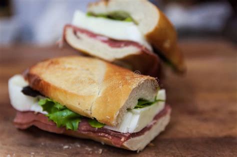 Buffalo Mozzarella & Parm Ham Sandwich Stock Photo - Image of lunch ...