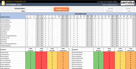 Attendance Sheet Template in Excel - Free Download