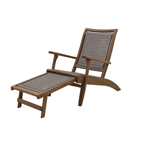 Outdoor Interiors Driftwood Grey Wicker & Eucalyptus Lounge Chair with ...