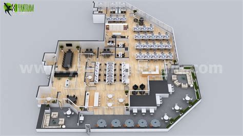 3d Floor Plan Commercial for modern office Developed By Yantram Architectural Modeling Firm ...
