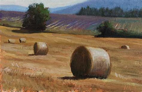 daily painting titled Hay Bales at Sault - click for enlargement | Hay bale painting, Farm art ...