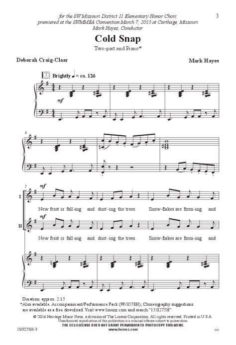 Cold Snap (Two-Part ) by Deborah Craig-Claar | J.W. Pepper Sheet Music