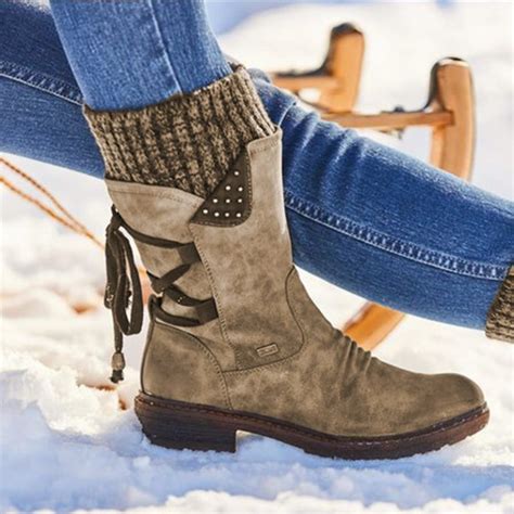 2021 Women Winter Mid-Calf Boot, Flock Winter Shoes, Ladies Fashion Snow Boots ,Shoes Thigh #NP