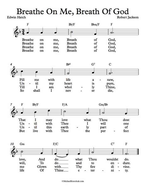 Free Lead Sheet – Breathe On Me, Breath Of God – Michael Kravchuk