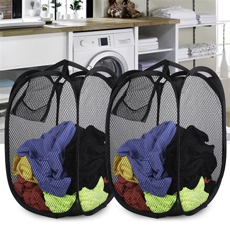 Mesh Large Laundry Basket, Collapsible Laundry Hamper, Foldable Clothes Bag, Folding Washing ...