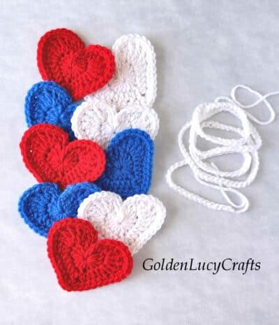 Fourth of July Patriotic Heart Garland - GoldenLucyCrafts