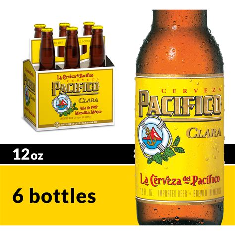 Pacifico Clara Mexican Lager Beer, 6 Pack, 12 fl oz Bottles, 4.4% ABV ...