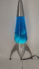 Vintage Lava Lite Starship Lamp Silver Rocket White Wax Blue Liquid ...